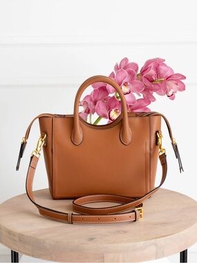 AALLYN Lily Satchel Cognac Pebbled Leather Crossbody Bag